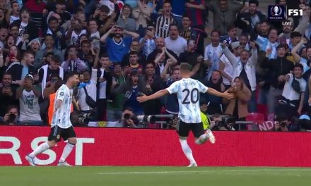 Lionel Messi finds Lautaro Martinez who puts in a goal to give Argentina an early 1-0 lead,