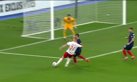Andreas Cornelius converts from a tough angle to push Denmark ahead in the 88th minute,