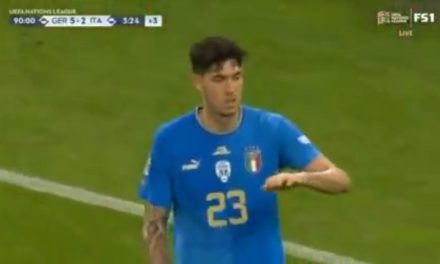 Alessandro Bastoni heads in corner kick, Italy trails Germany 2-5,
