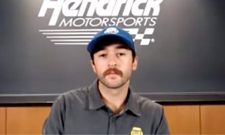 How will Chase Elliott get the trophy from Denny Hamlin?,