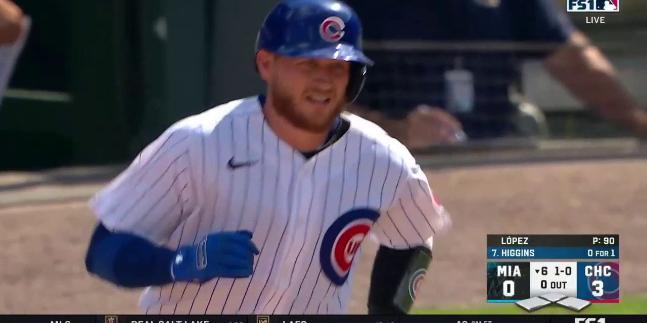 P.J. Higgins launches a solo homer to extend the Cubs’ lead to 4-0