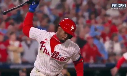 Phillies’ Jean Segura drives in two with a single and slams bat afterwards as Phillies take a 3-1 lead